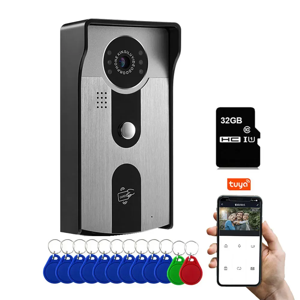 Kontrollera Tuya Outdoor WiFi Visual Interphone Camera 1080p Smart Video Doorbell med induktiv korttelefon trådlös applåsning