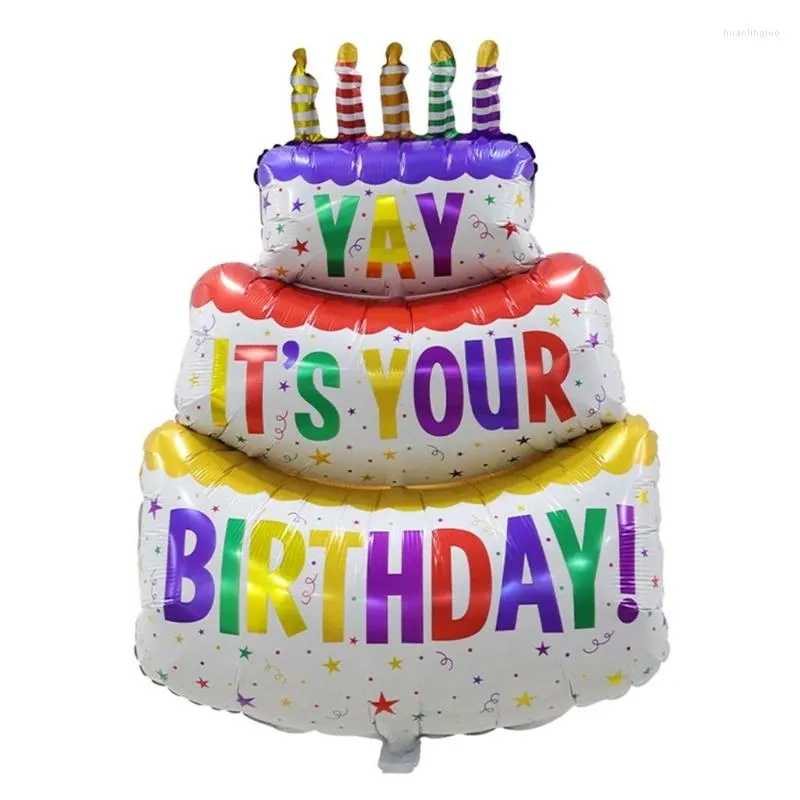 Party Decoration Three-Layers Birthday Cake Balloons Gifts Foil Po Props 27inch Large Standing