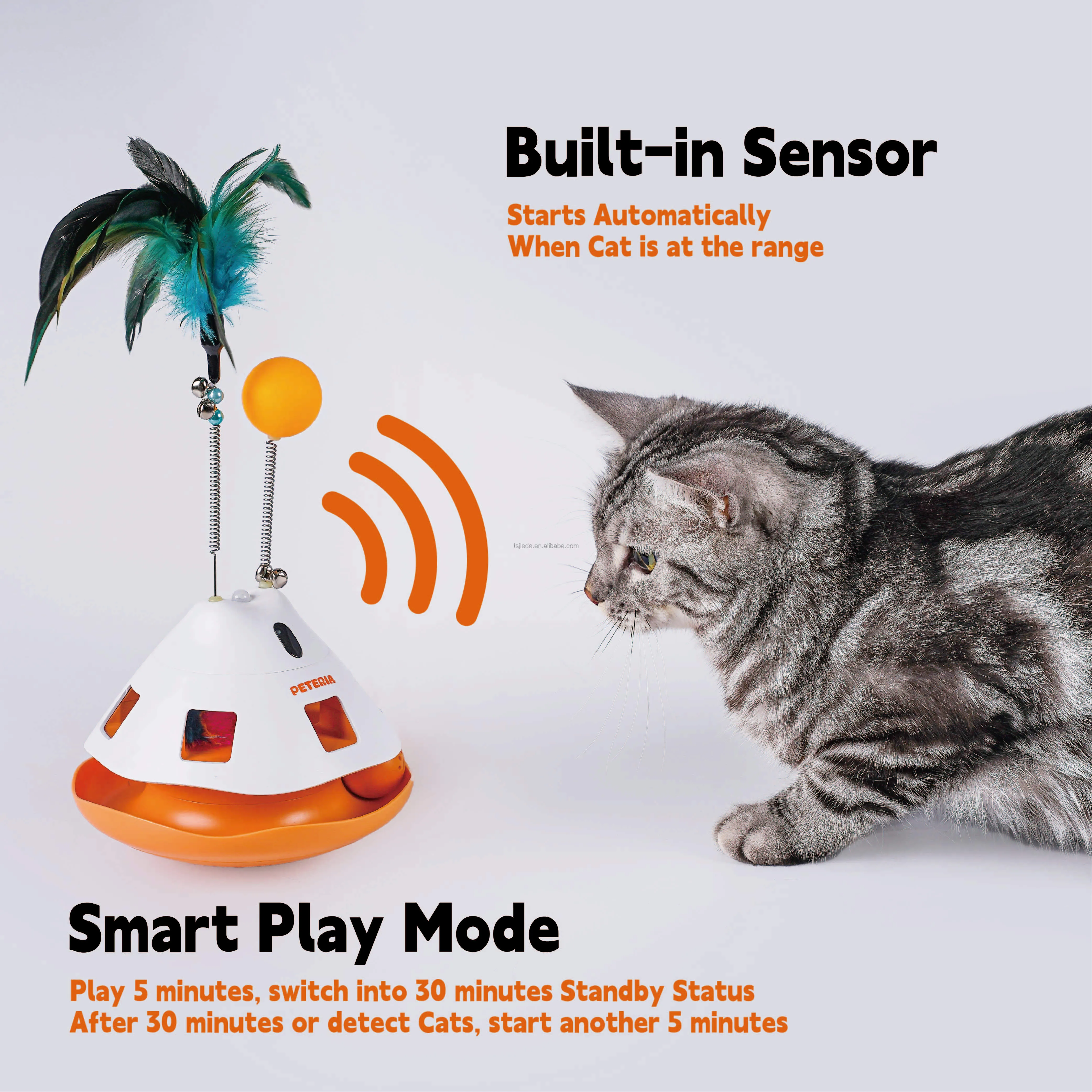 Automatic Cat String Toy Electronic Pet Toy Plastic Interactive Robot ...