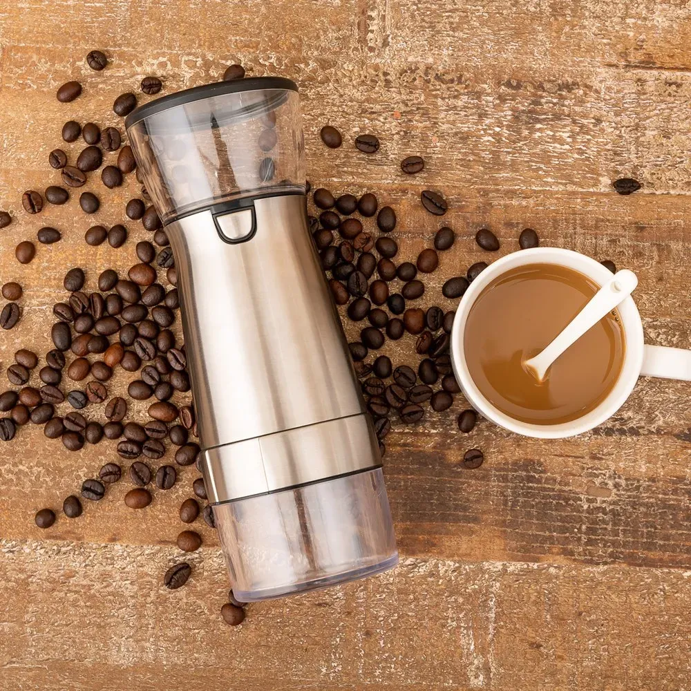 グラインダーonetouch電気コーヒーグラインダーグラインドコーヒー豆のスパイスナッツグレイン耐久性のあるステンレス鋼刃タイプCUSB充電