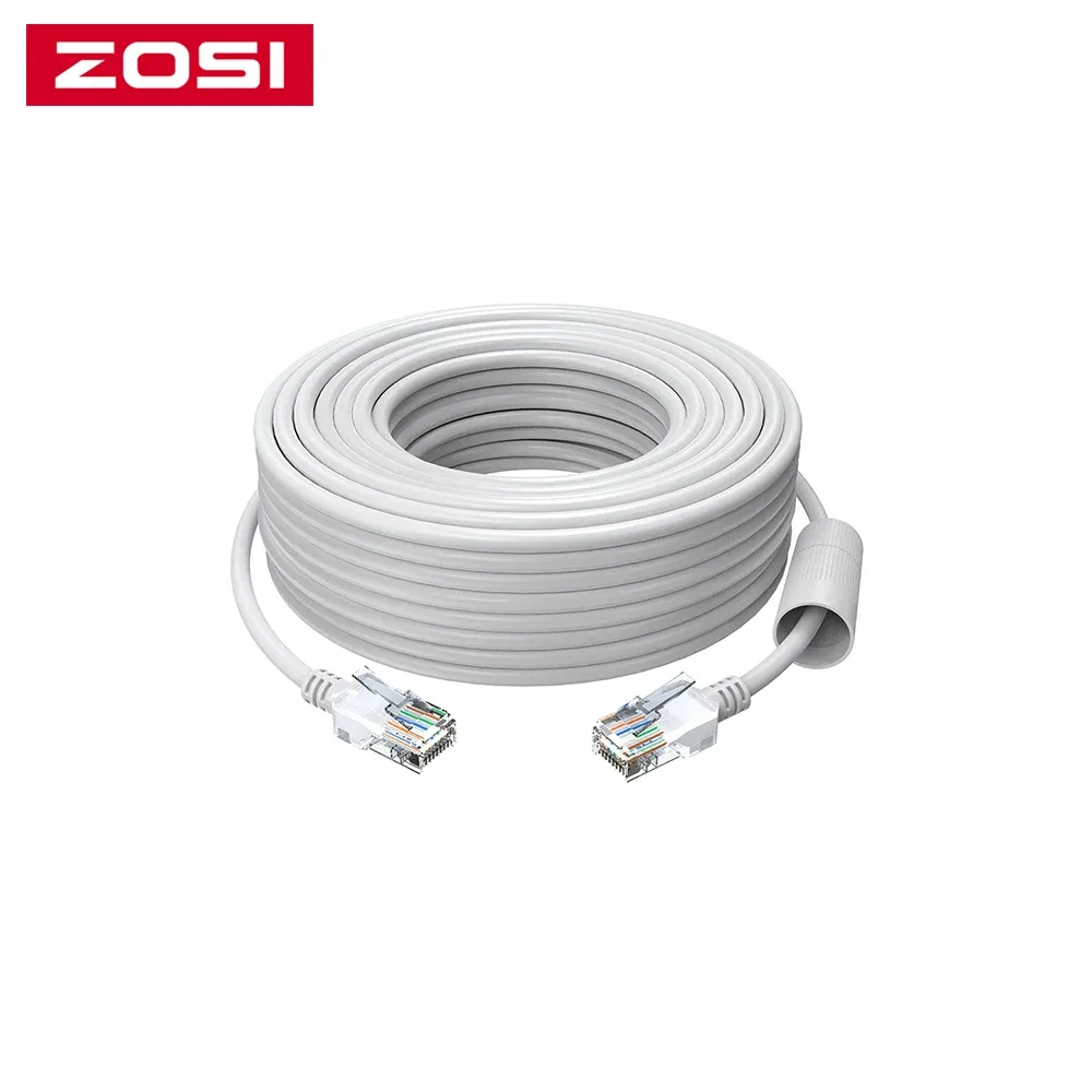 Chargers Zosi Cat5E Ethernet Cavo 65ft/100ft/150ft White High Speed Network RJ45 Fresco per la telecamera di sicurezza POE, Switch POE ecc.