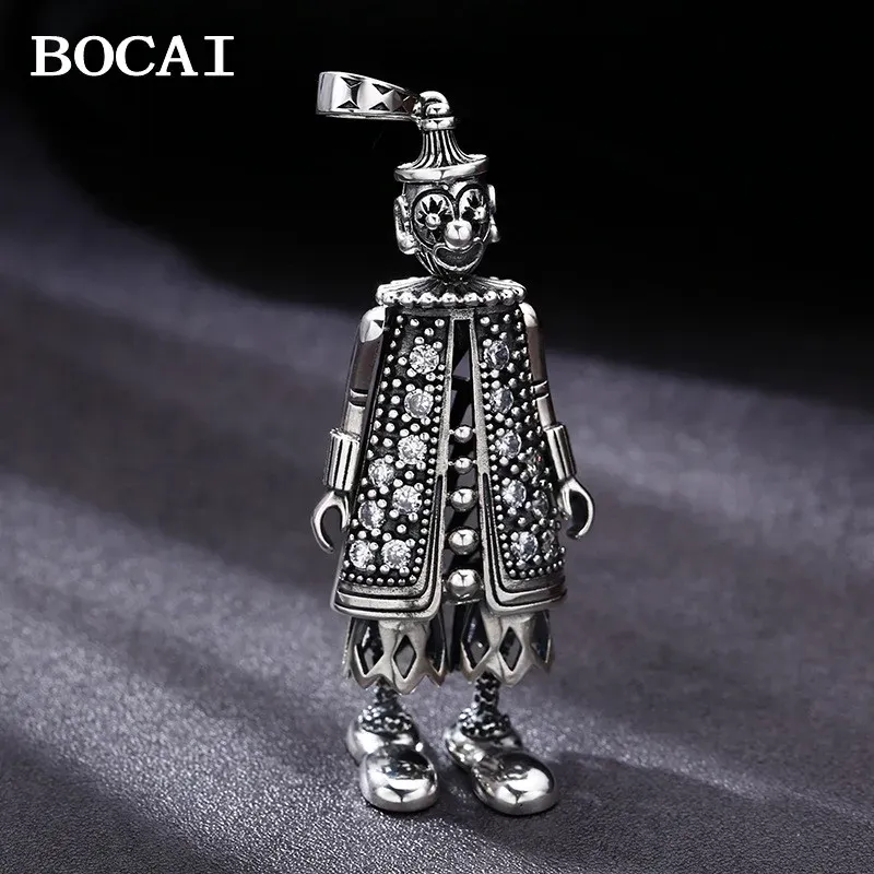 Pendants Bocai New S925 STERLING Silver vintage mignon diamant incrusté joker poupée pendentif pour hommes