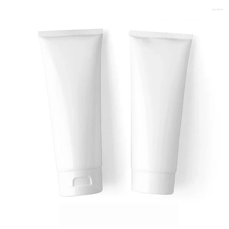 Opslagflessen 20 stks 200g witte flip deksel reiniging crème verpakking buis 200 ml plastic voor hand gezichtsreinigerscontainer