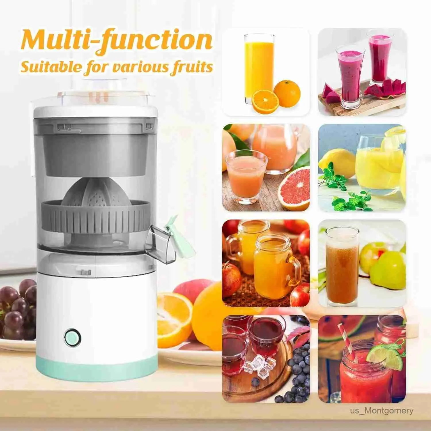 Juicers Portable Electric Juicer Wireless Orange Juicer USB Rechargeable Lemon Squeezer Electric Slow Juicers Household Kitchen Tools