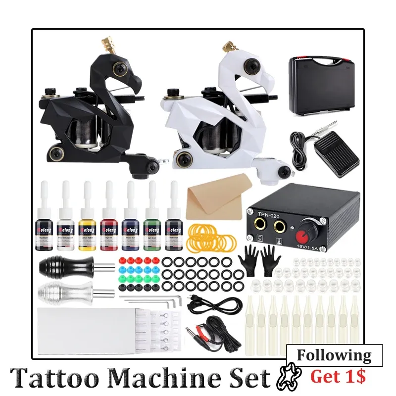 Machine Tattoo Machine Kits Tattoo Netzteile Drehpistole mit Patronen Nadeln Ständige Make -up -Maschine für Tattoo -Anfänger Künstler