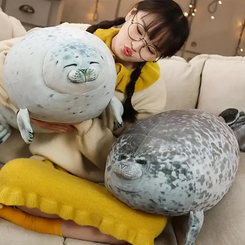Куклы Реалистичная океанская печать плюшевая игрушка белые phocidae grey мягкая водная фаршированная кукла для животных спящая подушка детская подарка на день рождения 30/40 см.