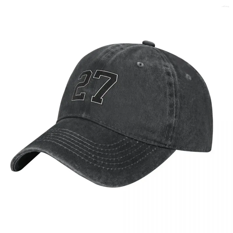 Ball Caps Black Number 27 Lucky Sports Jersey Twenty Seven Cowboy Hat Christmas in The Bobble Cap Female Men's