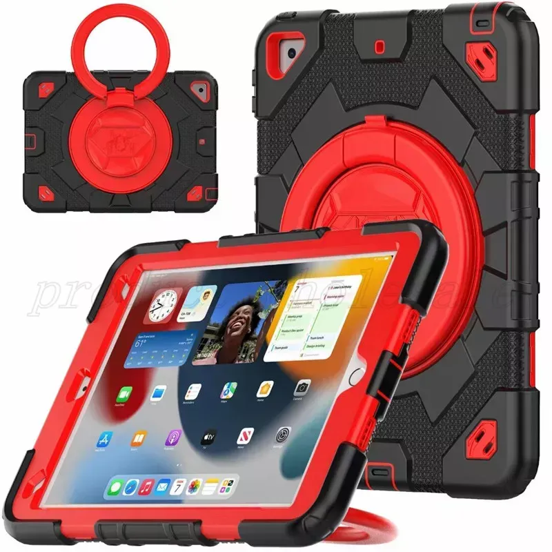 Multifunction Kickstand iPad Cases 3 in 1 Tablet PC Shockproof Shell 360 full Cover & strap & Screen Protector for iPad 10th 10.9 10.2 Air4 Air5 pro 11