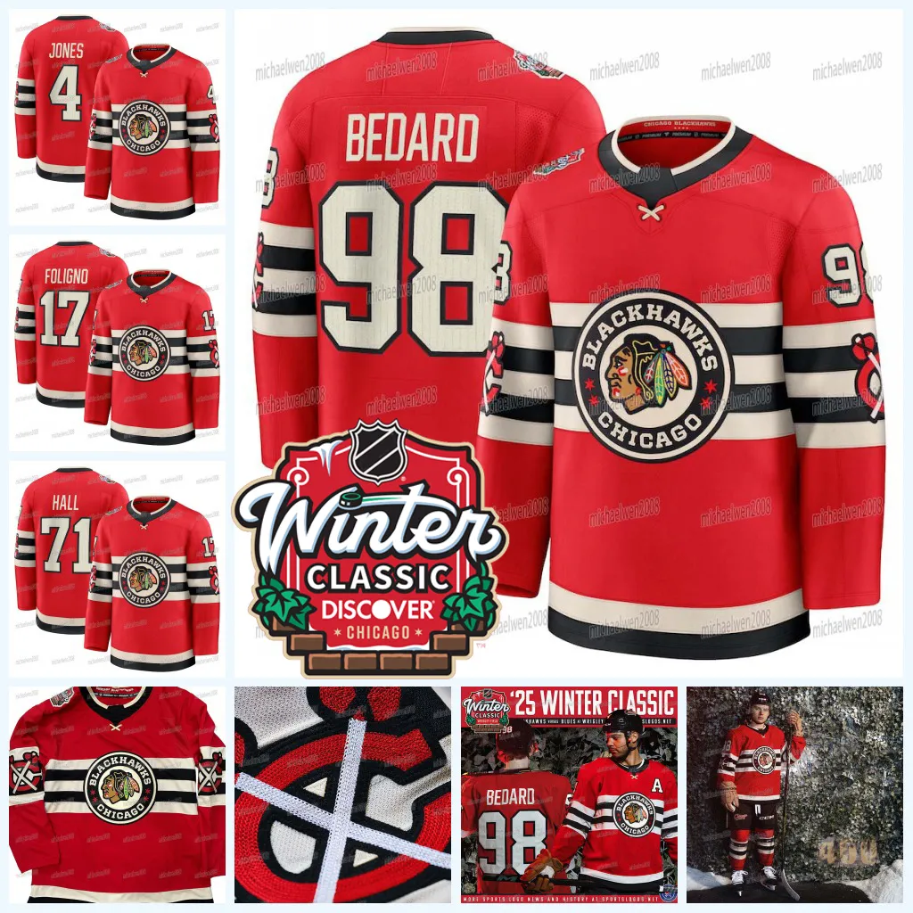 Blackhawks 2025 Winter Classic Jersey 98 Bedard Nick Foligno