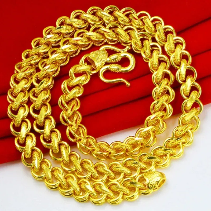 Halsband guldbutik med 9999 riktiga guldhalsband män och kvinnors guldhalsband förmögenhet till skattboss kedja rik guldhalsband