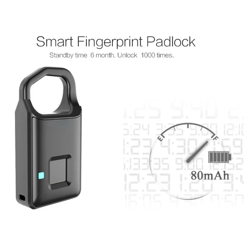 Kontroll 2022 Ny Standby Electronic Padlock FingerPrint Lock Smart Lock Home Bagage Dormitory Locker Warehouse Door Lock Waterproof
