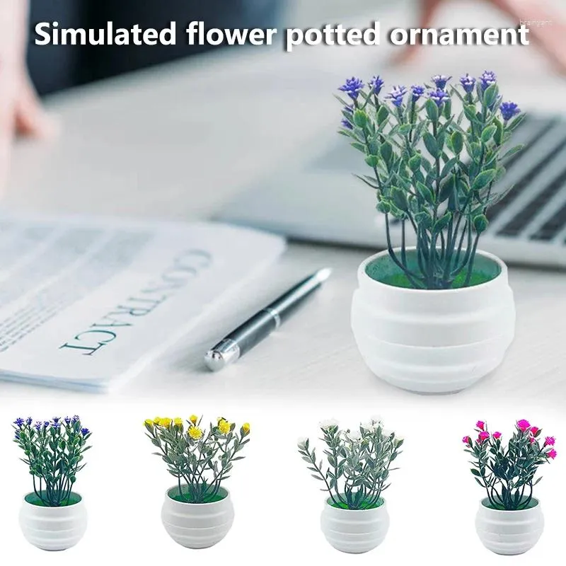 Fleurs décoratives mini plantes artificielles bonsaï fausse fleur fleur verte petit pot de bureau simulé en pot ornements pour décoration de jardin à la maison