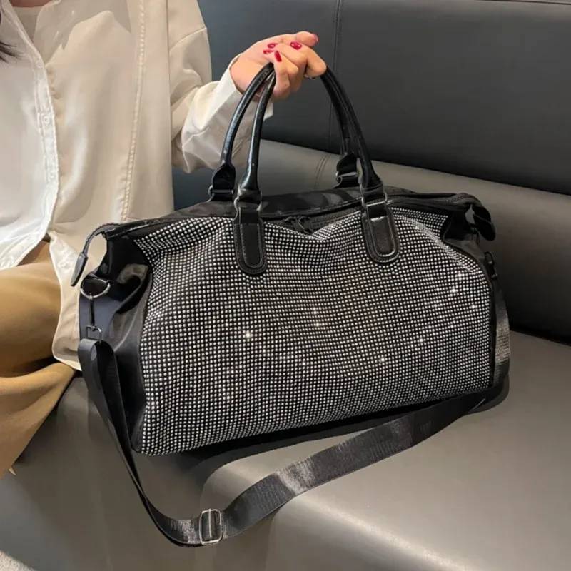 Bags Rhinestones Travel Bags Large Capacity Fitness Crystal Travel Totes for Women Suitcases Fitness Handbags Luggage Duffle Bags