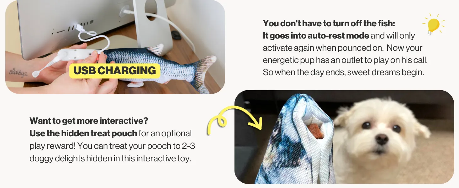 vibrating fish dog toy Ruff Dawg Flying Fish USA Dog Toy