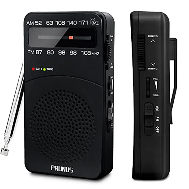 Radio PRUNUS J166 Pocket Portable Mini Radio FM/AM Digital Tuning Radio receiver FM87108MHz MP3 Music Player Radios for AA batteries