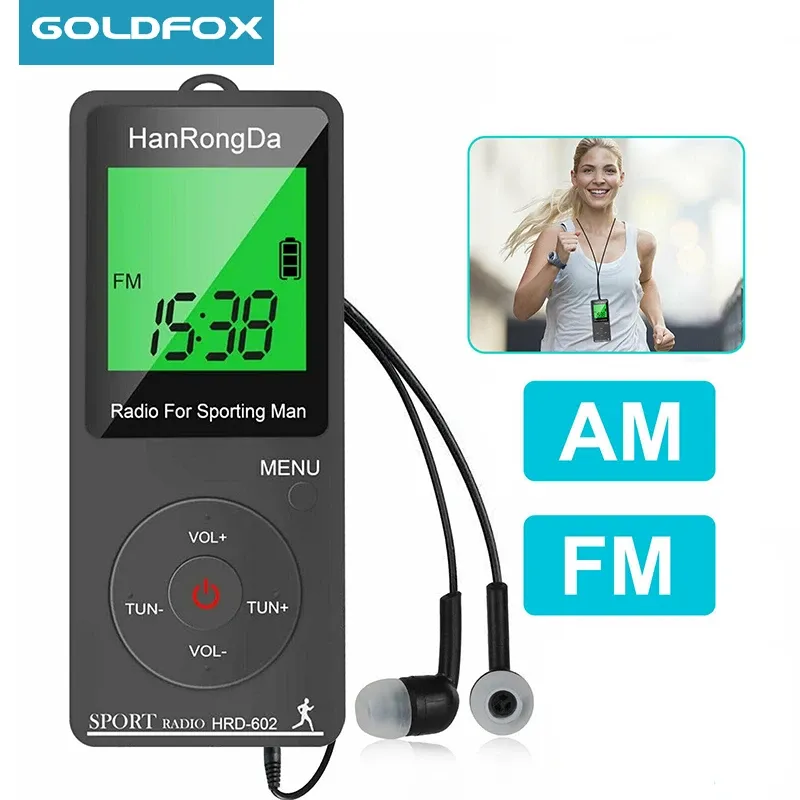 Radio Pocket Radio AM FM Mini Radio LED Affichage avec casque d'écoute pédommée Tuning Digital Portable Sports Radio pour courir la marche