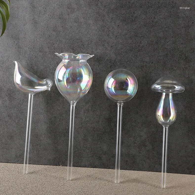 Vases Pack Of 4 Iridescent Glass Plant Watering Globes Bulbs Colorful Bird Shape Self Devices