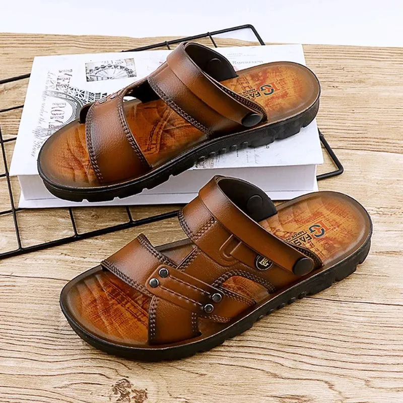 Sandali sandali a doppio scopo per uomini estate comode sandalo da uomo 2 in 1 scarpe da spiaggia per il tempo libero a spruzzo olio 240417