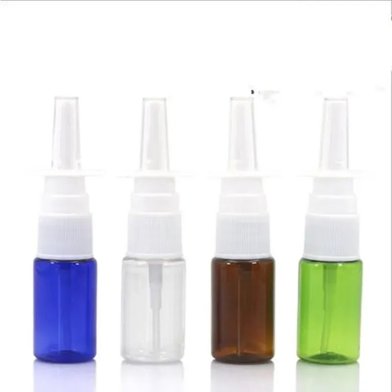 Botella de bombas de pulverización nasales de plástico vacías de 10 ml al por mayor, atomizadores nasales de 10 cc, aplicadores de spray oral de 1/3 oz riixp ll