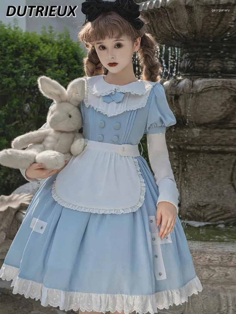 Robes de fête 2024 Sweet mignon robe lolita fille Op Maid Détachenable princesse longue manche élégante pour les femmes