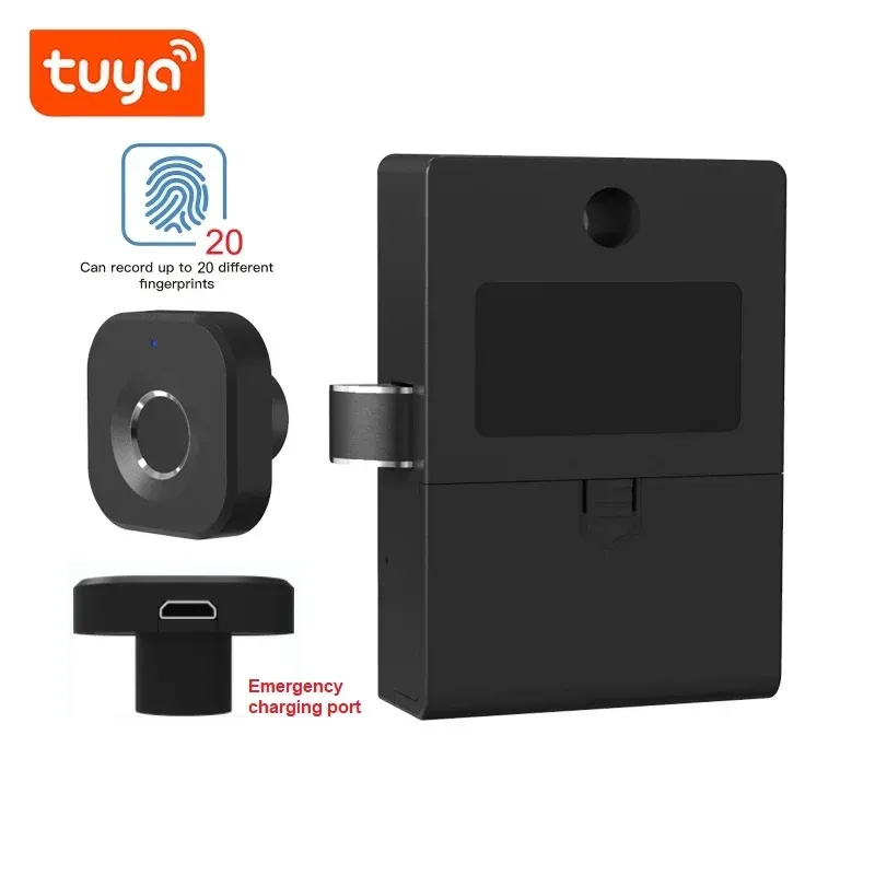 Control Tuya Intelligence Electronic Door Lock Keyless Lock for Drawer Cabinet Locker Furniture Fingerprint Tuya APP Unlock Smart Lock