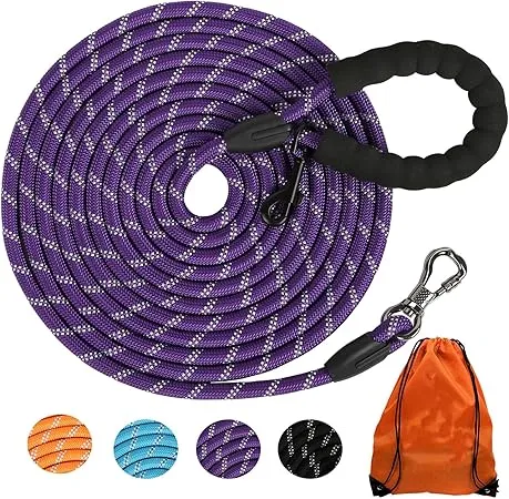 Save Big on Bulk 100ft Dog Leash 100 FT Long Dog Training Leash Reflective  Heavy Duty Lead For Recall, Play, Camping, Yard Large, Medium, Small Dogs 