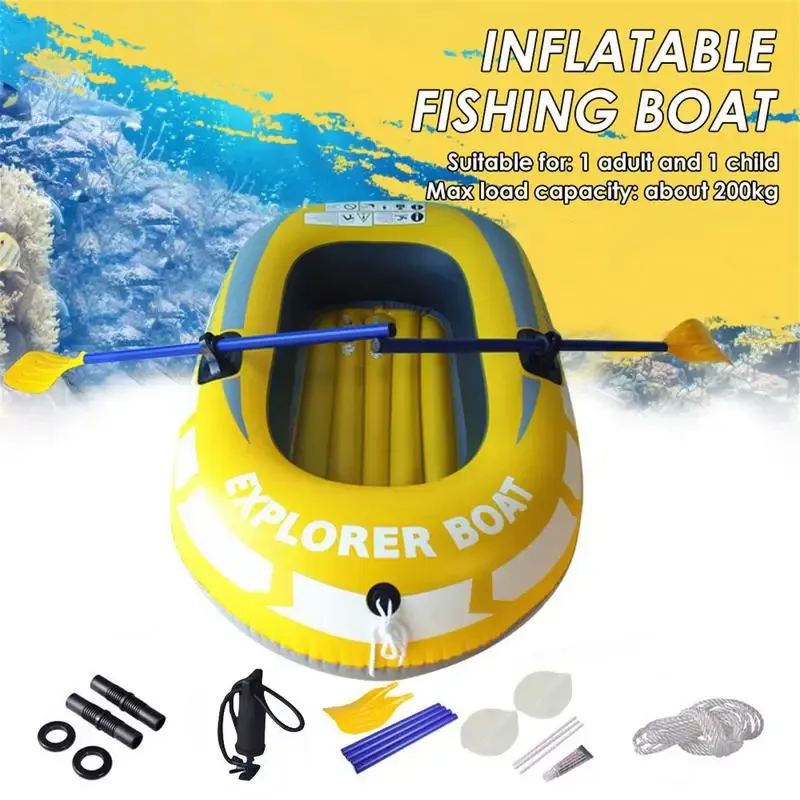 Tillbehör 1/2 Person Ierable Boat Kayak Canoe med DoublePVC IATABLE KAYAK Tjockad fällbar fiskebåt med paddelhållare