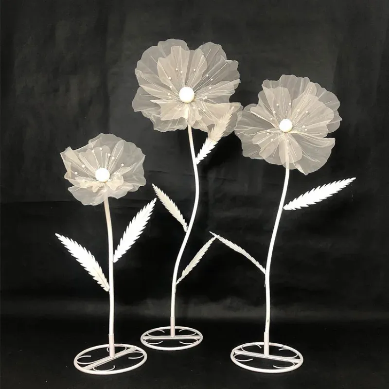 Organza ręcznie robione z maku Big Flower Wedding Road Guide Chrysanthemum DIY Dekoracja okna 50cm60cm70cm 240419