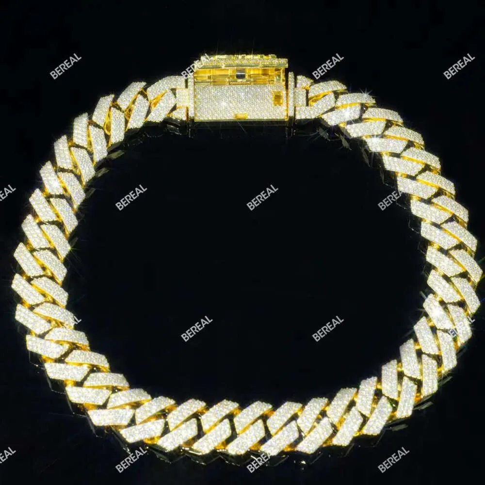 20 mm 10k 14k vaste gouden Cubaanse ketting snelle levering Poolse symmetrie Moissanite diamanten groothandel Cubaanse linkketen