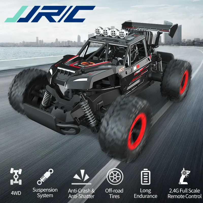 Lights JJRC Q102 2.4Ghz 4WD RC Flat Racing Truck with Light 1:14 Remote Control Dirt Bike High Speed Offroad Car Kids RC Toy Boy Gift