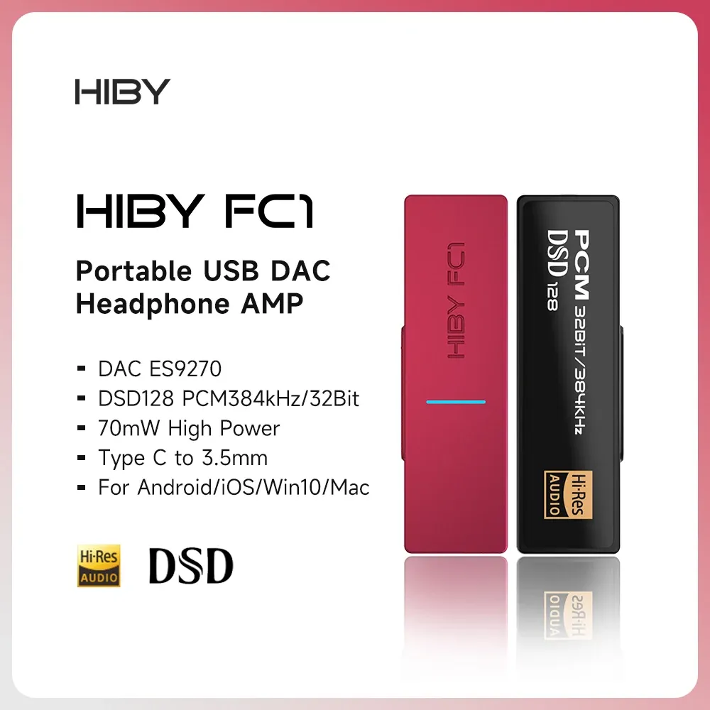 CONVERTER HIBY FC1 Tipo C Tipo C USB DAC Amplificatore Amplificatore DECODER HIFI Audio DSD128 ES9270 per Android iOS Mac Win10 Smartphone PC Scheda audio