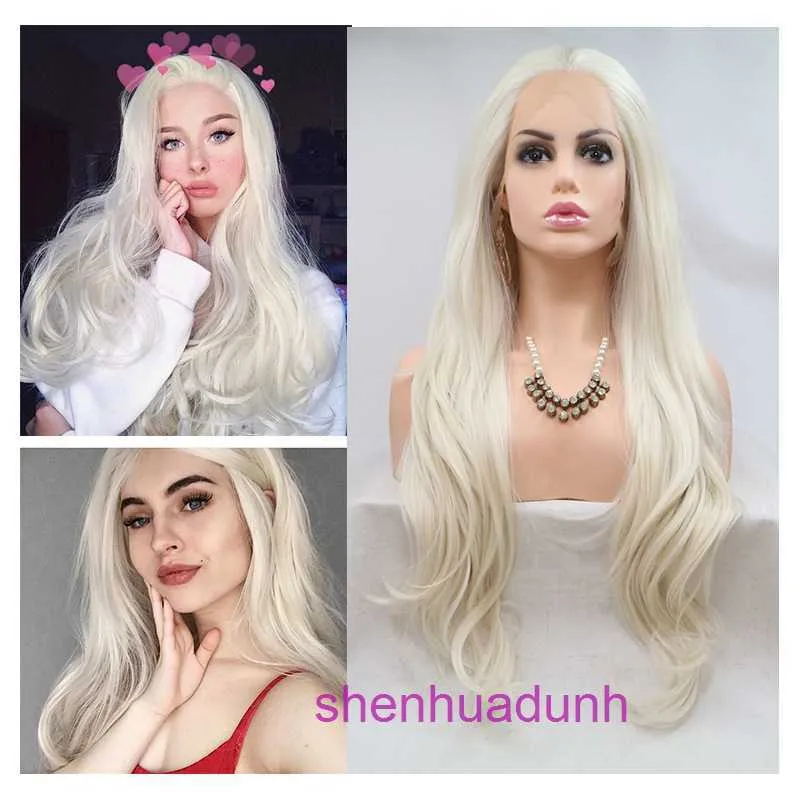 Hd Body Wave Highlight Lace Front Human Hair Wigs for Women Long Curly Hair Of White Wig Lace Lace Synthetic Fiber Full Head Cover