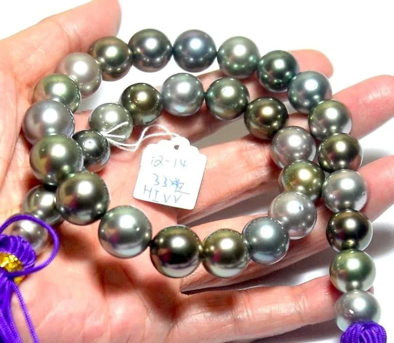 Bijoux de perles fins de haute qualité Couleurs naturelles rondes 1214 mm Tahitien multicolore Cultured Perle Strand 18inches9140723