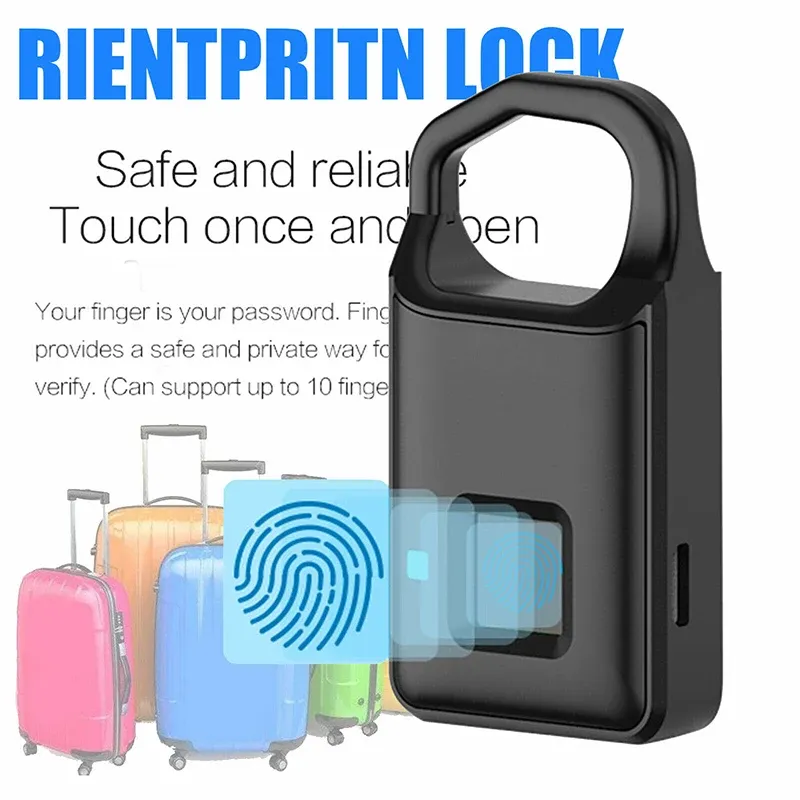 Control Smart Fingerprint Biometric Door Lock Electronic Keyless Security Safe Padlock USB Rechargeable Finger Print Sensor For Luggage