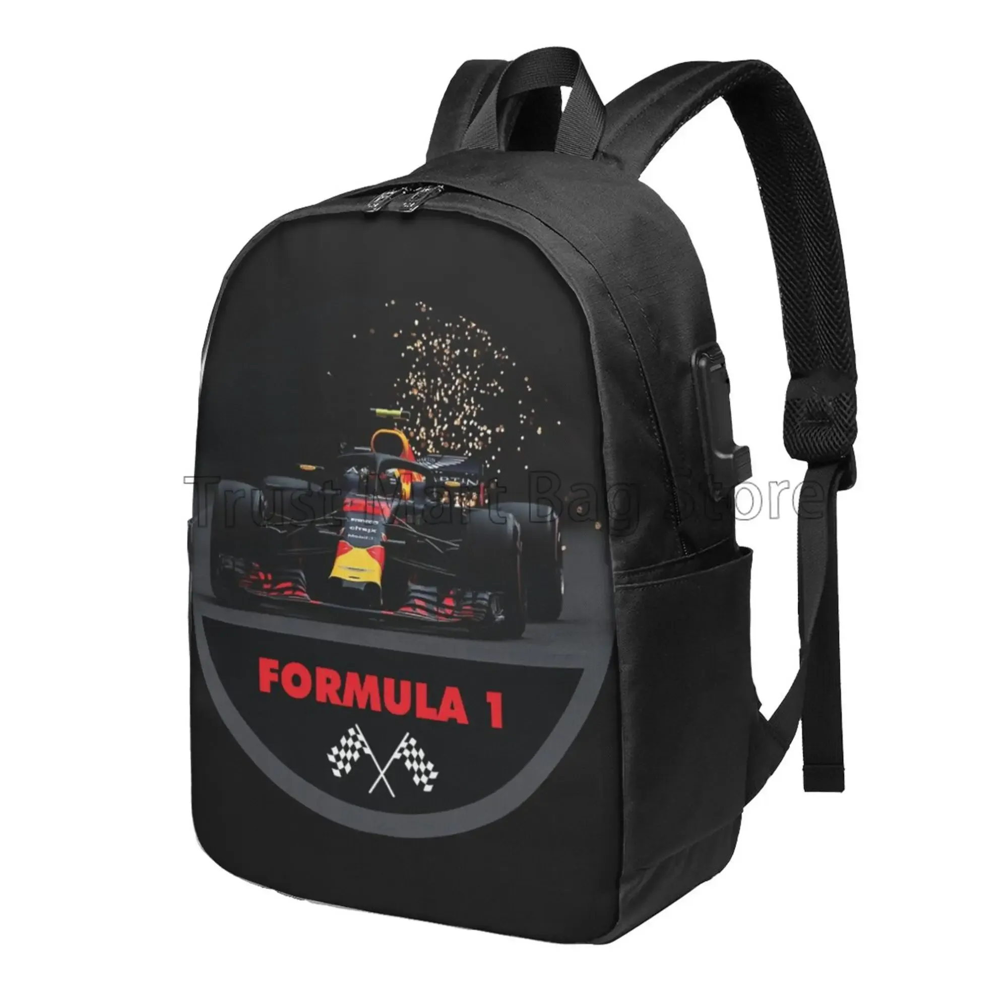 Väskor F1 Racing Car Laptop Ryggsäck 17 tum Fashion Travel Ryggsäckar Skolväska unisex Business Computer Purse Work Bag med USB Port