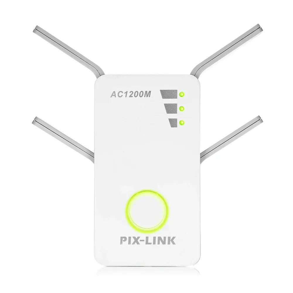 Routers Pixlink Originele draadloze repeaterrouter 300/1200mbps Wifi Extender Signaal Booster Dual Band 2.4/5GHz WiFi Range Plug In Home