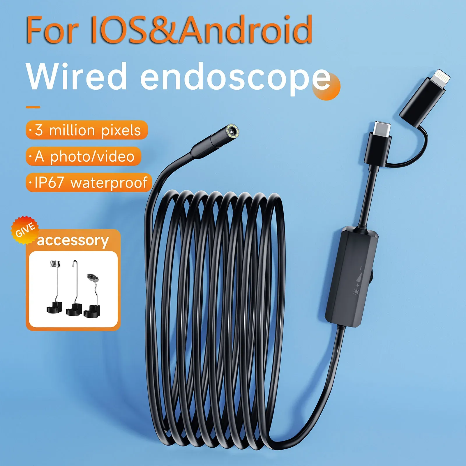 Kamery kamer Android Endoscope kamera inspekcyjna 2 w 1 iOS Typec Mini Kamera inspekcyjna dla iOS iPhone Waterproof Pipeline Borescope