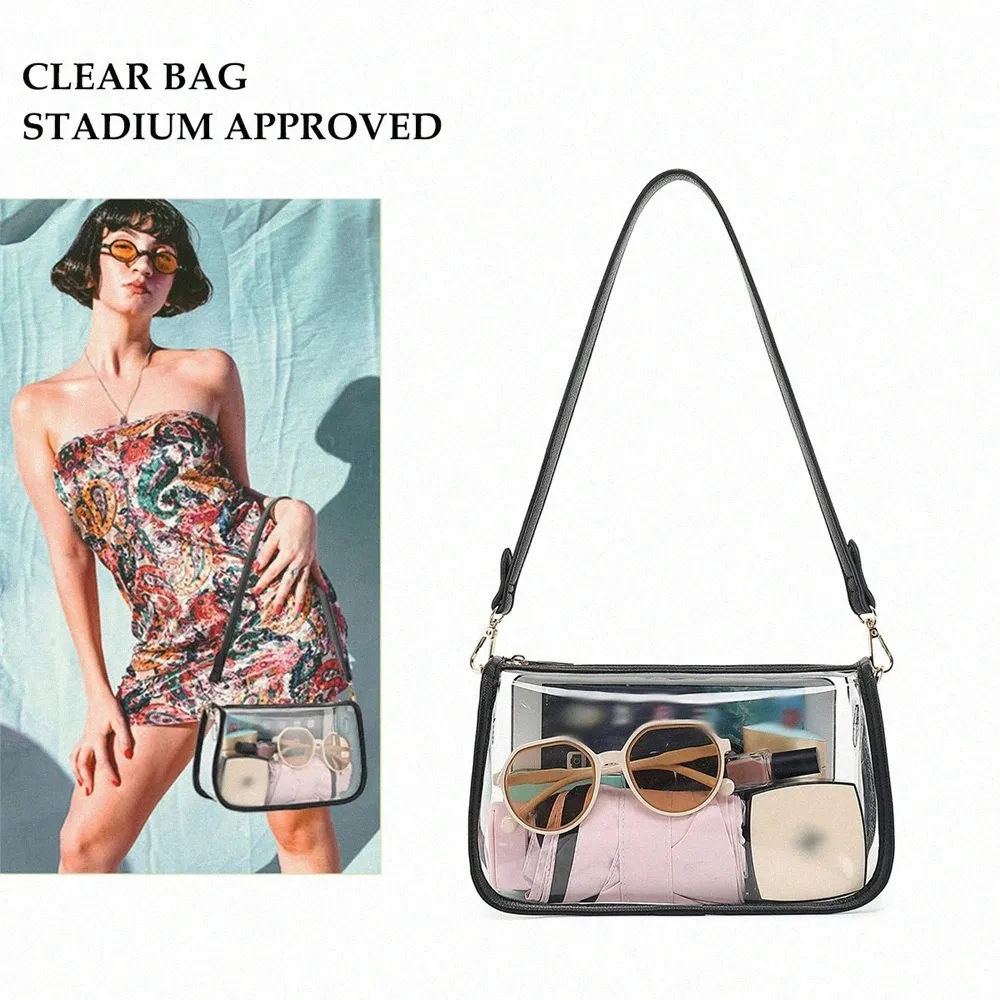 clear Shoulder Bag Handbag Crossbody Bag Stadium Approved, Thickened Clear Purse Suitable for Ccert Outfits and Sporting Event U8jK#