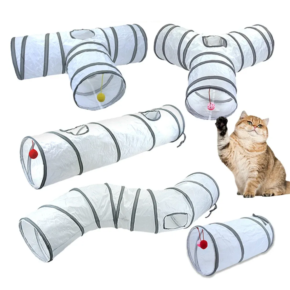 Toys White Cat Tunnel Pet Supplies Funny Kitten Toys Toys dobráveis para treinamento de gato Treinamento de animais de estimação TUBUE DE TUNNEL DURAÇÃO DE TRAY PLAY TUBO