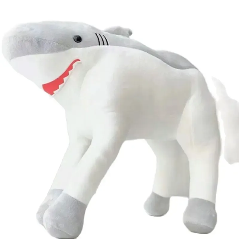 Poupées trick blanc Horsharks en peluche jouet en peluche coussin de tête de cheval de cheval créatif mer aniamls jet glow garçon comme coussin de décoration intérieure