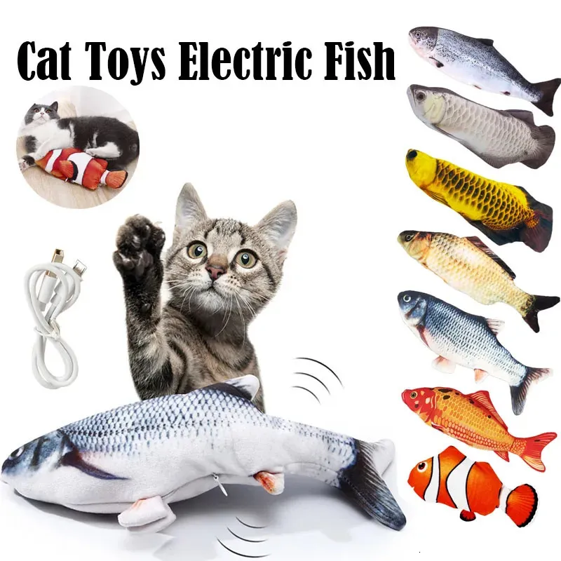 Electric Cat Toy Fish Pet Toys Simulation Swing Kitten Dance Funny Cats Chewing Playing Supplies USB Charging 240410