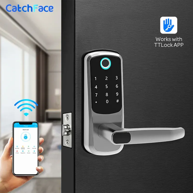 Contrôle Biométrique Empreinte digitale verrouillage de porte Bluetooth Smart Lock Digital Keypad RFID HEVEL ENTRYE DOOR LORVER ALEXA / TTLOCK