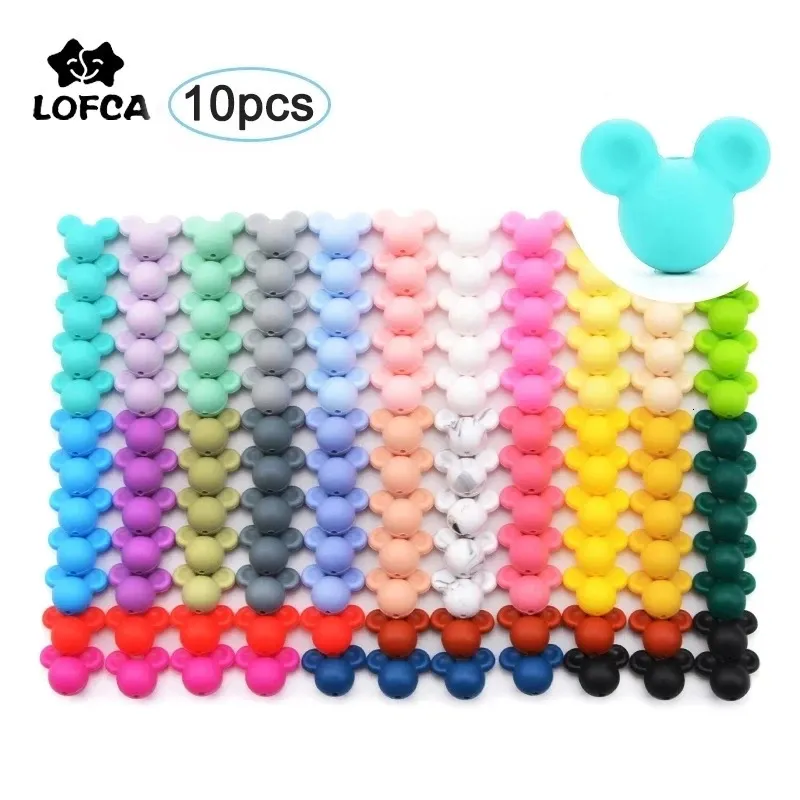 LOFCA 10 PCS Silikon Diş çıkarma Fare Boncukları Bebek Teether Boncuklar Gıda Sınıfı Silikon Boncuk Boncukları BPA ÜCRETSİZ DIY Kolye Yapımı 240422