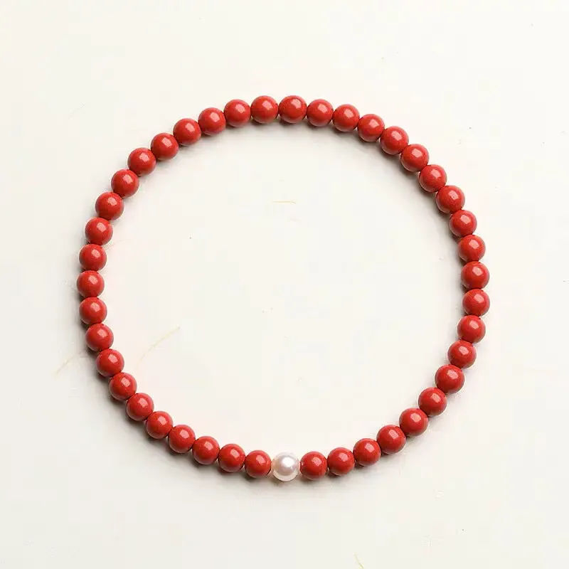 Strands Lii Ji Lucky Bracelet for Women and Men Red Coral Pearl Bracelet Protection Bracelet Amulet Couple Bracelet Dropshipping