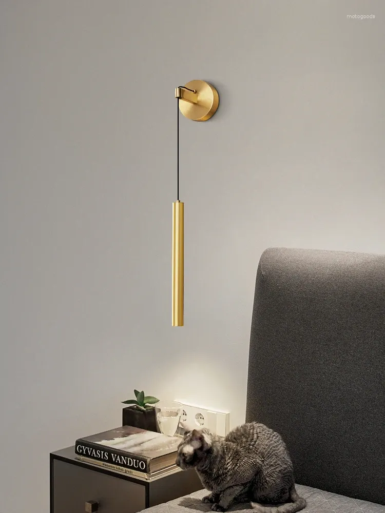 Vägglampa lyxig långsiktig modern minimalistisk led koppar kreativ sovrum sovrum studie vardagsrum bakgrund