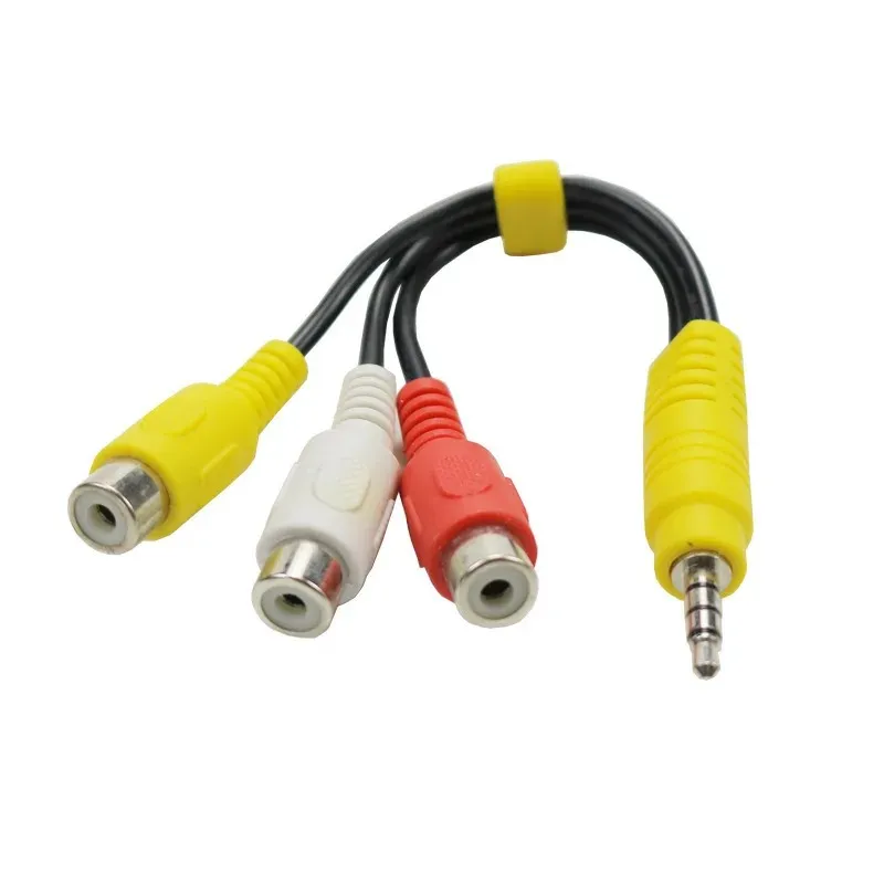 2024 3,5 mm 28cm Cabo de cabo de áudio Plugue para 3 plugs rcA masculino para masculino/masculino para 3rca feminino vídeo AD ADAPTOR ADAPTER