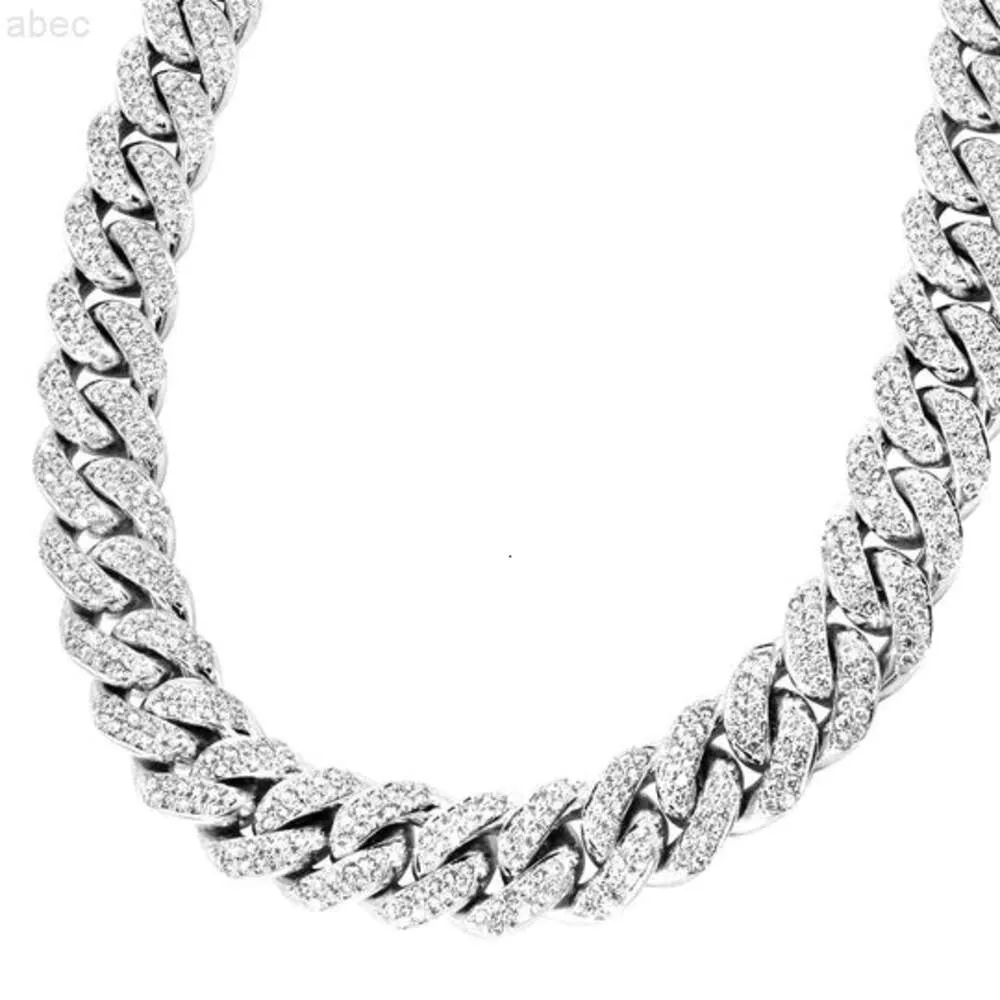 Biżuteria biżuterii biżuterii biżuterii 15 mm 2 rzędu łańcuch kubańska mrożona moissanite 925 Srebrny szyjk kubańskiego łańcucha dla kobiet