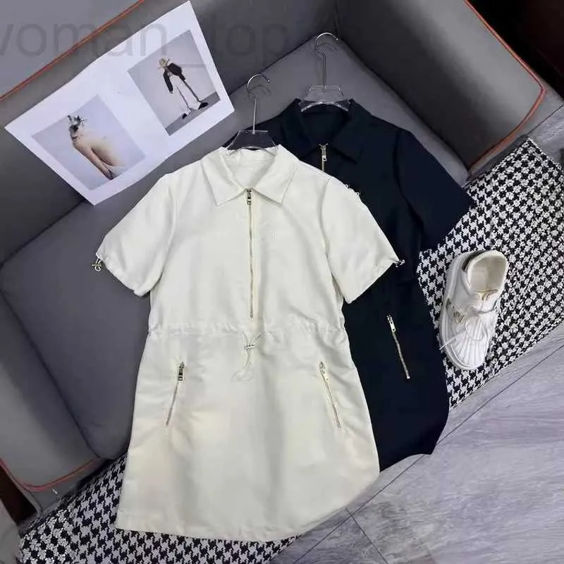 Vestidos casuais básicos designer no início da primavera novo PRA NANYOU Gaoding estilo minimalista estilo prateleira letra de coleta de cintura impressa Vestido casual com zíper 08xs