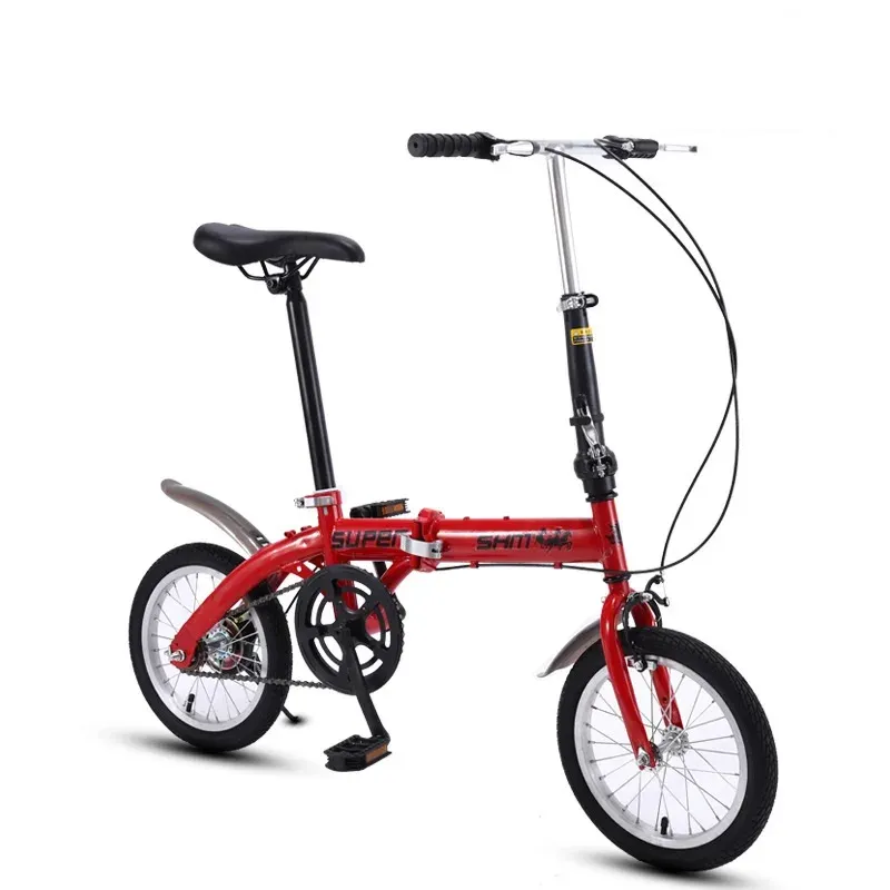 Lumières 14 pouces pliant vélo adulte vélo pliant enfant portable ultra-léger vélo à vitesse unique variable de conduite