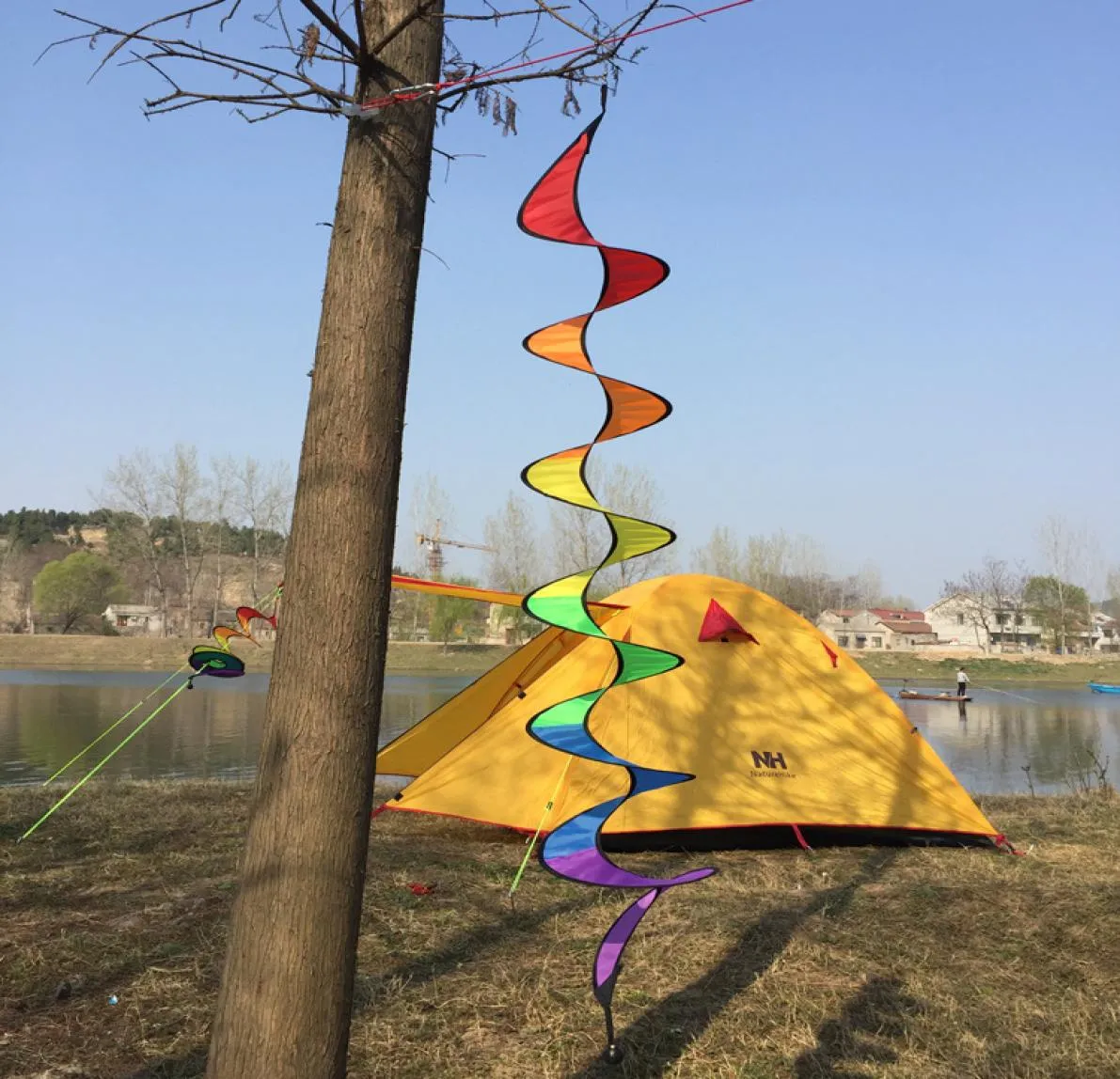 Foldable Rainbow Spiral Windmill Windsock Garden Wind Spinner Camping Tent Garden Decorations in stock8397032